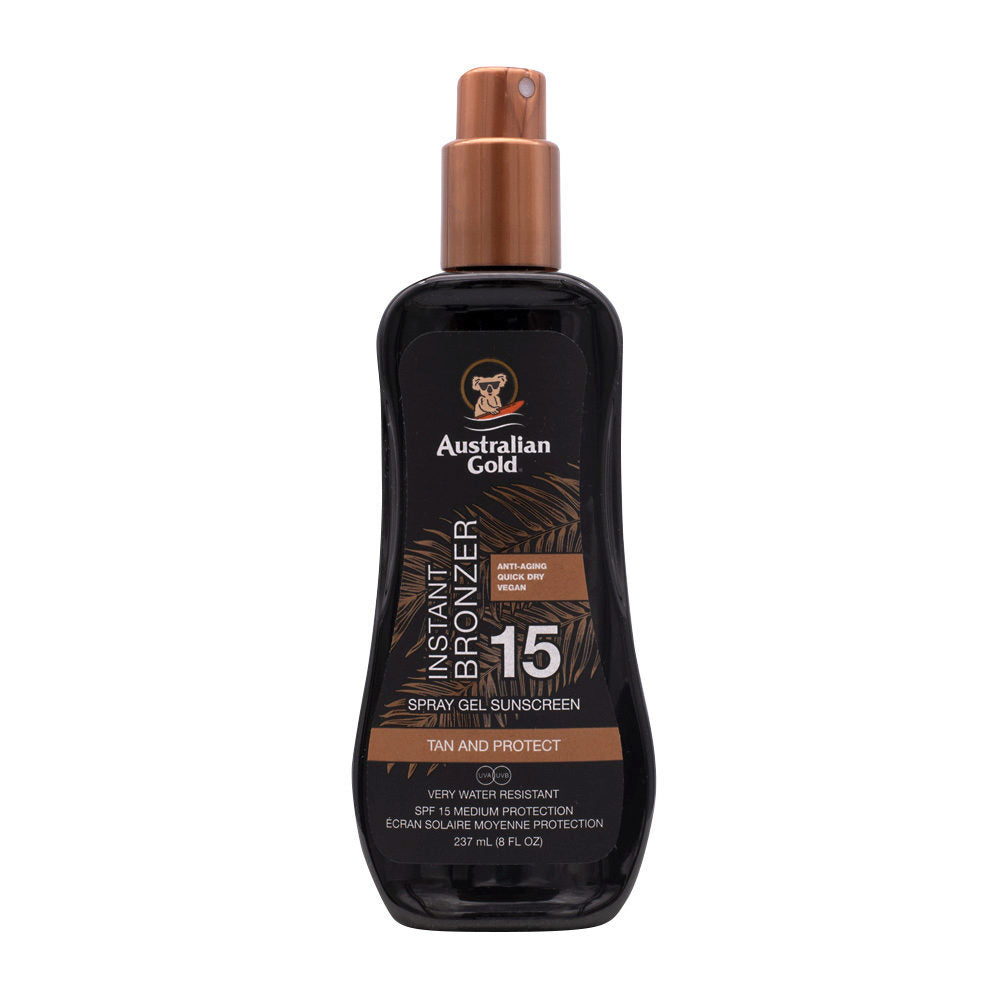 Instant Bronzer Spray Gel Sunscreen / protezione solare con autoabbronzante 237ml (SPF 6, 15, 30,50)